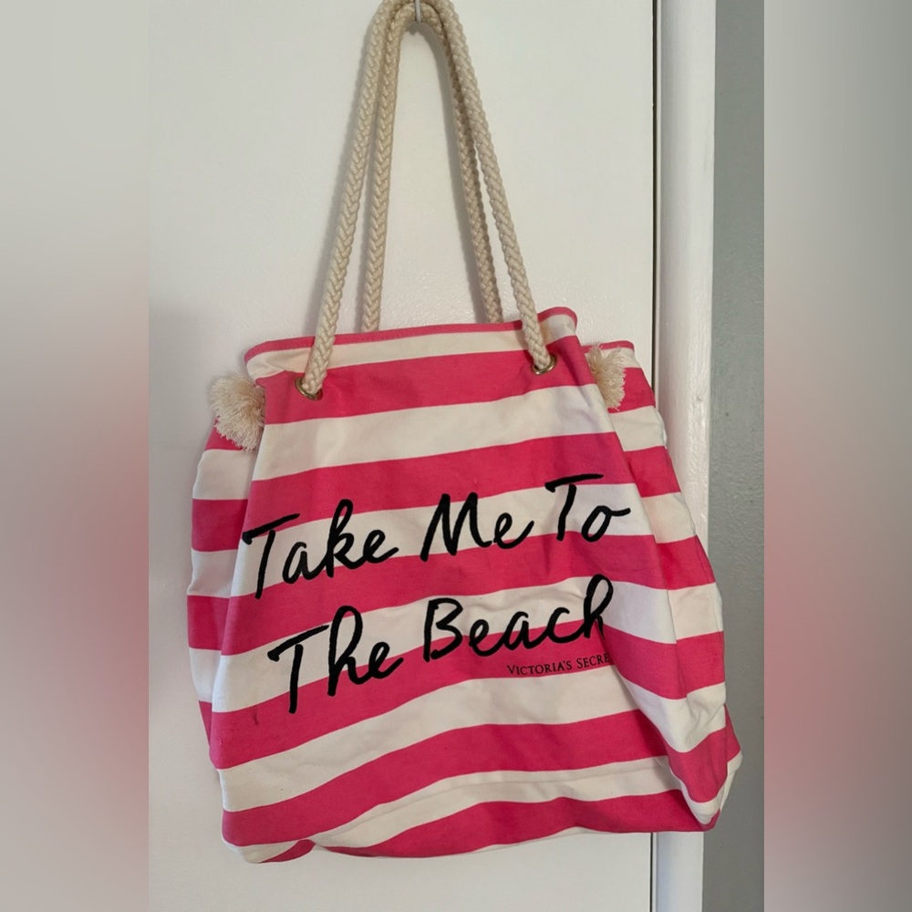 Victoria's Secret Pink Striped Beach Bag